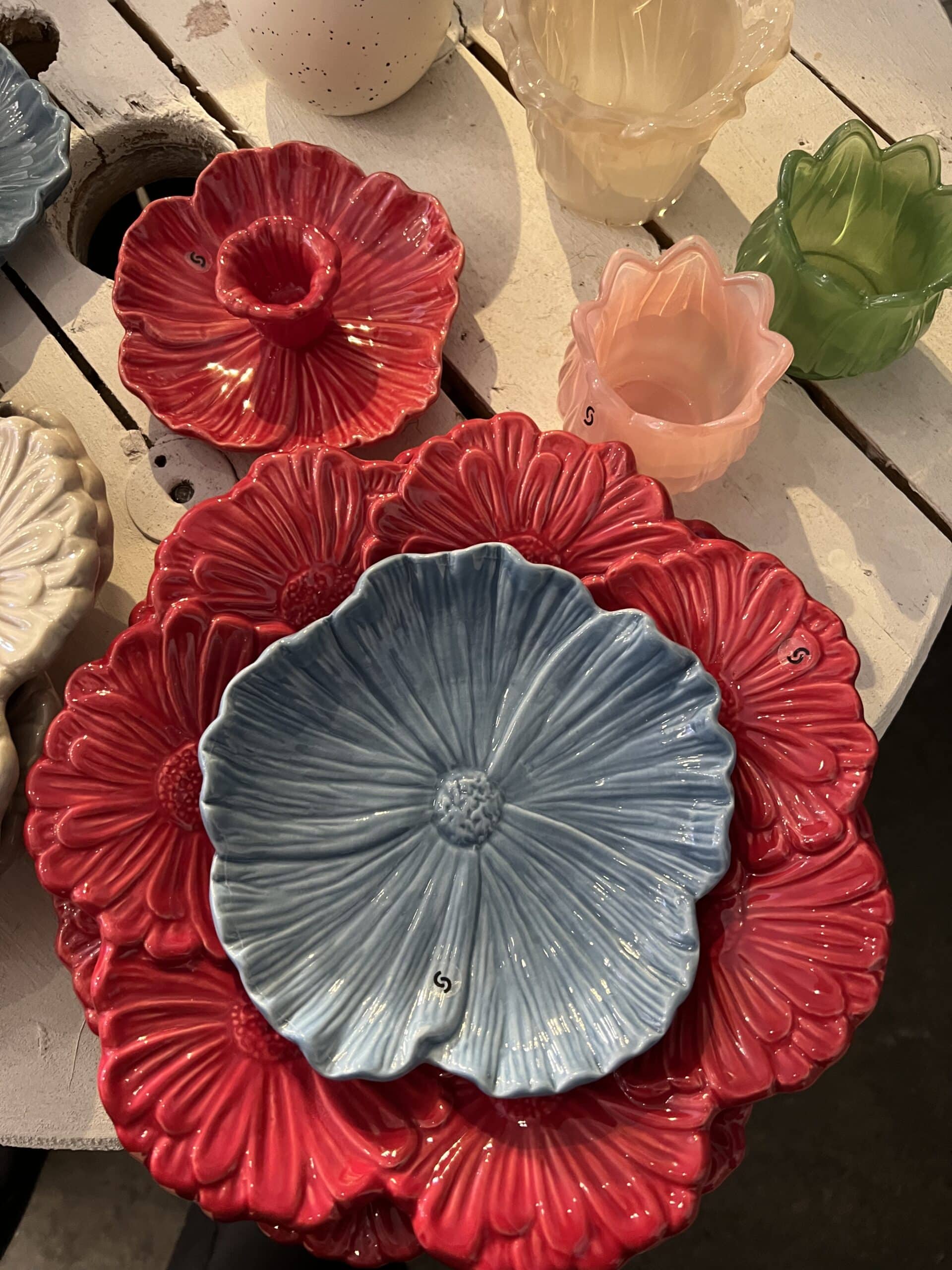 Storefactory Keramikfat Blomster blå